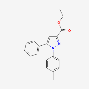 molecular formula C19H18N2O2 B3054847 1H-Pyrazole-3-carboxylic acid, 1-(4-methylphenyl)-5-phenyl-, ethyl ester CAS No. 62160-89-8