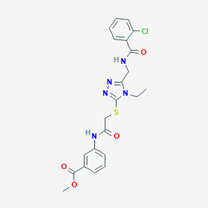 molecular formula C22H22ClN5O4S B305487 methyl 3-[({[5-({[(2-chlorophenyl)carbonyl]amino}methyl)-4-ethyl-4H-1,2,4-triazol-3-yl]sulfanyl}acetyl)amino]benzoate 
