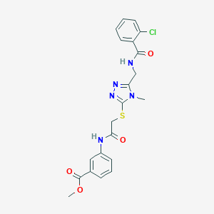 molecular formula C21H20ClN5O4S B305488 methyl3-({[(5-{[(2-chlorobenzoyl)amino]methyl}-4-methyl-4H-1,2,4-triazol-3-yl)thio]acetyl}amino)benzoate 