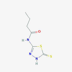molecular formula C6H9N3OS2 B3054894 N-(5-mercapto-1,3,4-thiadiazol-2-yl)butyramide CAS No. 62314-84-5