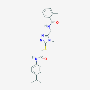molecular formula C23H27N5O2S B305491 N-[(5-{[2-(4-isopropylanilino)-2-oxoethyl]sulfanyl}-4-methyl-4H-1,2,4-triazol-3-yl)methyl]-2-methylbenzamide 
