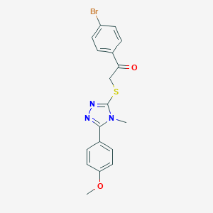 molecular formula C18H16BrN3O2S B305494 1-(4-bromophenyl)-2-{[5-(4-methoxyphenyl)-4-methyl-4H-1,2,4-triazol-3-yl]sulfanyl}ethanone 