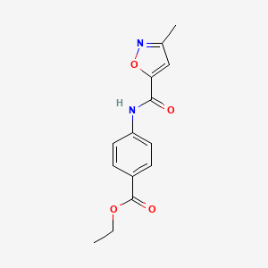 molecular formula C14H14N2O4 B3054940 Ethyl 4-[(3-methyl-1,2-oxazole-5-carbonyl)amino]benzoate CAS No. 62536-29-2
