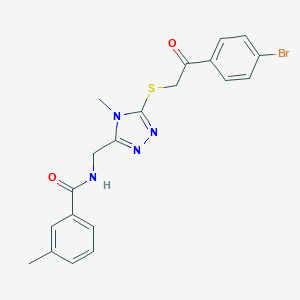 molecular formula C20H19BrN4O2S B305495 N-[(5-{[2-(4-bromophenyl)-2-oxoethyl]sulfanyl}-4-methyl-4H-1,2,4-triazol-3-yl)methyl]-3-methylbenzamide 