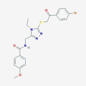 molecular formula C21H21BrN4O3S B305497 N-[(5-{[2-(4-bromophenyl)-2-oxoethyl]sulfanyl}-4-ethyl-4H-1,2,4-triazol-3-yl)methyl]-4-methoxybenzamide 