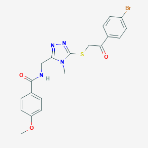 molecular formula C20H19BrN4O3S B305498 N-[(5-{[2-(4-bromophenyl)-2-oxoethyl]sulfanyl}-4-methyl-4H-1,2,4-triazol-3-yl)methyl]-4-methoxybenzamide 