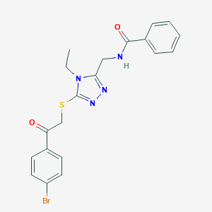 molecular formula C20H19BrN4O2S B305499 N-[(5-{[2-(4-bromophenyl)-2-oxoethyl]sulfanyl}-4-ethyl-4H-1,2,4-triazol-3-yl)methyl]benzamide 