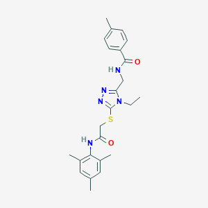 N-{[4-ethyl-5-({2-oxo-2-[(2,4,6-trimethylphenyl)amino]ethyl}sulfanyl)-4H-1,2,4-triazol-3-yl]methyl}-4-methylbenzamide