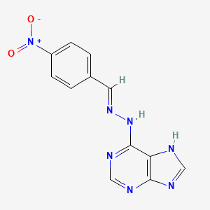 molecular formula C12H9N7O2 B3055183 Benzaldehyde, p-nitro-, purin-6-yl-hydrazone CAS No. 6331-03-9