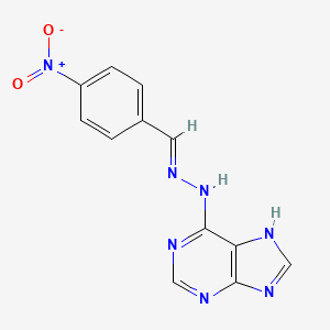 molecular formula C12H9N7O2 B3055183 苯甲醛，对硝基，嘌呤-6-基腙 CAS No. 6331-03-9