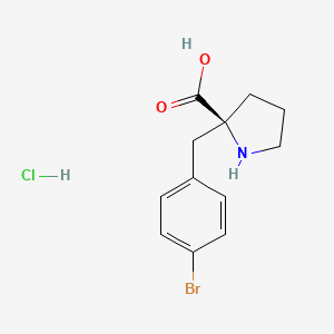 molecular formula C12H15BrClNO2 B3055269 (S)-2-(4-Bromobenzyl)pyrrolidine-2-carboxylic acid hydrochloride CAS No. 637020-93-0