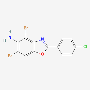 molecular formula C13H7Br2ClN2O B3055276 4,6-Dibromo-2-(4-chlorophenyl)-1,3-benzoxazol-5-amine CAS No. 637302-90-0