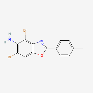 molecular formula C14H10Br2N2O B3055279 4,6-Dibromo-2-(4-methylphenyl)-1,3-benzoxazol-5-amine CAS No. 637302-95-5