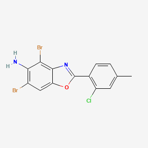 molecular formula C14H9Br2ClN2O B3055285 4,6-Dibromo-2-(2-chloro-4-methylphenyl)-1,3-benzoxazol-5-amine CAS No. 637303-16-3