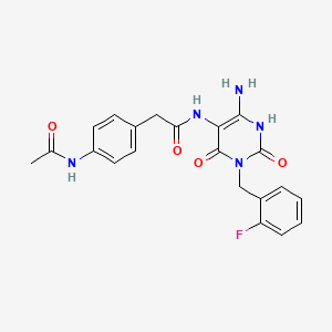 2-(4-acetamidophenyl)-N-(6-amino-3-(2-fluorobenzyl)-2,4-dioxo-1,2,3,4-tetrahydropyrimidin-5-yl)acetamide