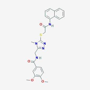 molecular formula C25H25N5O4S B305535 3,4-dimethoxy-N-[(4-methyl-5-{[2-(naphthalen-1-ylamino)-2-oxoethyl]sulfanyl}-4H-1,2,4-triazol-3-yl)methyl]benzamide 