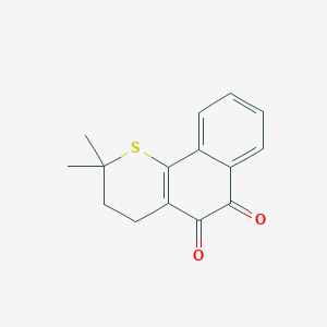 molecular formula C15H14O2S B3055421 2H-Naphtho[1,2-b]thiopyran-5,6-dione, 3,4-dihydro-2,2-dimethyl- CAS No. 646450-98-8