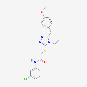 molecular formula C20H21ClN4O2S B305544 N-(3-chlorophenyl)-2-{[4-ethyl-5-(4-methoxybenzyl)-4H-1,2,4-triazol-3-yl]sulfanyl}acetamide 