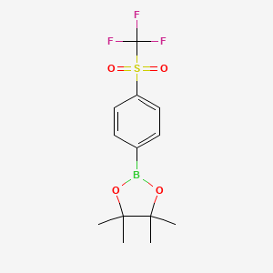 4,4,5,5-Tetramethyl-2-(4-((trifluoromethyl)sulfonyl)phenyl)-1,3,2-dioxaborolane