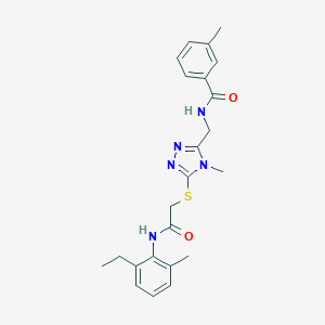 molecular formula C23H27N5O2S B305547 N-{[5-({2-[(2-ethyl-6-methylphenyl)amino]-2-oxoethyl}sulfanyl)-4-methyl-4H-1,2,4-triazol-3-yl]methyl}-3-methylbenzamide 