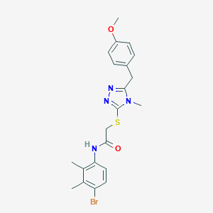 molecular formula C21H23BrN4O2S B305548 N-(4-bromo-2,3-dimethylphenyl)-2-{[5-(4-methoxybenzyl)-4-methyl-4H-1,2,4-triazol-3-yl]sulfanyl}acetamide 