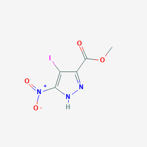 molecular formula C5H4IN3O4 B3055488 1H-Pyrazole-3-carboxylic acid, 4-iodo-5-nitro-, methyl ester CAS No. 650609-94-2