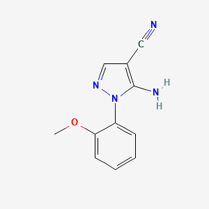 molecular formula C11H10N4O B3055490 5-amino-1-(2-methoxyphenyl)-1H-pyrazole-4-carbonitrile CAS No. 650628-19-6
