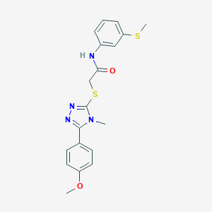 molecular formula C19H20N4O2S2 B305551 2-{[5-(4-methoxyphenyl)-4-methyl-4H-1,2,4-triazol-3-yl]sulfanyl}-N-[3-(methylsulfanyl)phenyl]acetamide 