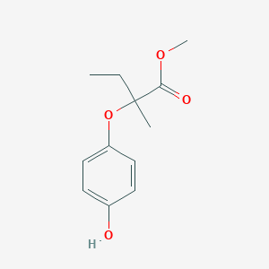 molecular formula C12H16O4 B3055543 Methyl 2-(4-hydroxyphenoxy)-2-methylbutanoate CAS No. 653563-76-9