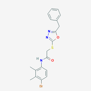 molecular formula C19H18BrN3O2S B305569 2-[(5-benzyl-1,3,4-oxadiazol-2-yl)sulfanyl]-N-(4-bromo-2,3-dimethylphenyl)acetamide 