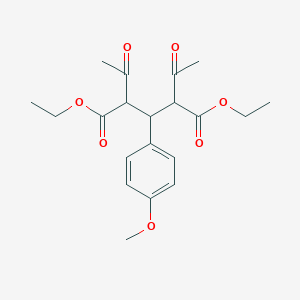 molecular formula C20H26O7 B3055693 Diethyl 2,4-diacetyl-3-(4-methoxyphenyl)pentanedioate CAS No. 6630-90-6