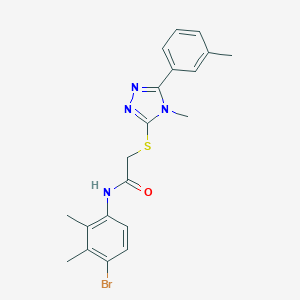 molecular formula C20H21BrN4OS B305571 N-(4-bromo-2,3-dimethylphenyl)-2-{[4-methyl-5-(3-methylphenyl)-4H-1,2,4-triazol-3-yl]sulfanyl}acetamide 