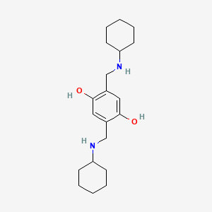 molecular formula C20H32N2O2 B3055714 2,5-Bis[(cyclohexylamino)methyl]benzene-1,4-diol CAS No. 6641-18-5
