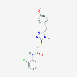molecular formula C19H19ClN4O2S B305573 N-(2-chlorophenyl)-2-{[5-(4-methoxybenzyl)-4-methyl-4H-1,2,4-triazol-3-yl]sulfanyl}acetamide 