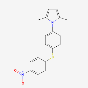 molecular formula C18H16N2O2S B3055739 1H-Pyrrole, 2,5-dimethyl-1-(4-((4-nitrophenyl)thio)phenyl)- CAS No. 66603-27-8