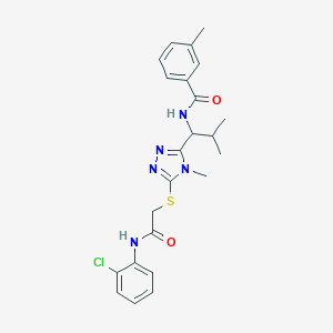 molecular formula C23H26ClN5O2S B305574 N-[1-(5-{[2-(2-chloroanilino)-2-oxoethyl]thio}-4-methyl-4H-1,2,4-triazol-3-yl)-2-methylpropyl]-3-methylbenzamide 