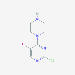 molecular formula C8H10ClFN4 B3055753 2-Chloro-5-fluoro-4-(piperazin-1-YL)pyrimidine CAS No. 666839-74-3