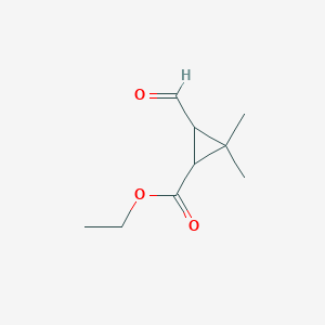 molecular formula C9H14O3 B3055754 Ethyl 3-formyl-2,2-dimethylcyclopropane-1-carboxylate CAS No. 66692-75-9