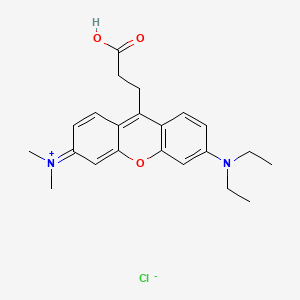molecular formula C22H27ClN2O3 B3055830 9-(2-Carboxyethyl)-6-(diethylamino)-N,N-dimethyl-3H-xanthen-3-iminium chloride CAS No. 67226-84-0