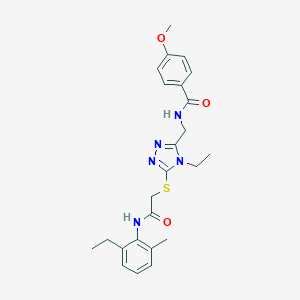 molecular formula C24H29N5O3S B305587 N-{[4-ethyl-5-({2-[(2-ethyl-6-methylphenyl)amino]-2-oxoethyl}sulfanyl)-4H-1,2,4-triazol-3-yl]methyl}-4-methoxybenzamide 