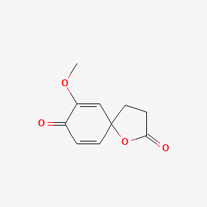 molecular formula C10H10O4 B3055870 9-Methoxy-4-oxaspiro[4.5]deca-6,9-diene-3,8-dione CAS No. 67566-04-5