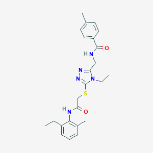 molecular formula C24H29N5O2S B305592 N-{[4-ethyl-5-({2-[(2-ethyl-6-methylphenyl)amino]-2-oxoethyl}sulfanyl)-4H-1,2,4-triazol-3-yl]methyl}-4-methylbenzamide 
