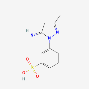 molecular formula C10H11N3O3S B3055956 Benzenesulfonic acid, 3-(4,5-dihydro-5-imino-3-methyl-1H-pyrazol-1-yl)- CAS No. 68083-38-5