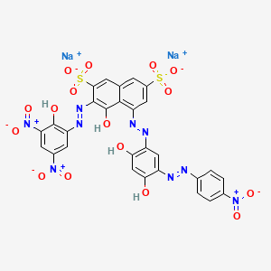 molecular formula C28H17N9NaO16S2 B3055977 2,7-Naphthalenedisulfonic acid, 5-((2,4-dihydroxy-5-((4-nitrophenyl)azo)phenyl)azo)-4-hydroxy-3-((2-hydroxy-3,5-dinitrophenyl)azo)-, disodium salt CAS No. 68155-63-5