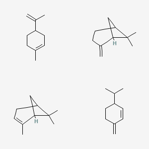 molecular formula C40H64 B3055994 6,6-Dimethyl-2-methylidenebicyclo[3.1.1]heptane;3-methylidene-6-propan-2-ylcyclohexene;1-methyl-4-prop-1-en-2-ylcyclohexene;2,6,6-trimethylbicyclo[3.1.1]hept-2-ene CAS No. 68240-09-5