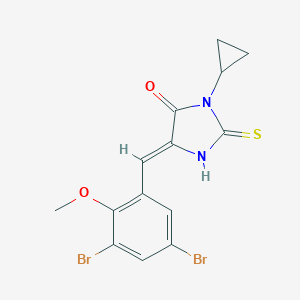 molecular formula C14H12Br2N2O2S B305601 3-Cyclopropyl-5-(3,5-dibromo-2-methoxybenzylidene)-2-thioxo-4-imidazolidinone 