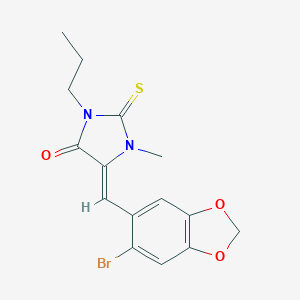 molecular formula C15H15BrN2O3S B305607 5-[(6-Bromo-1,3-benzodioxol-5-yl)methylene]-1-methyl-3-propyl-2-thioxo-4-imidazolidinone 