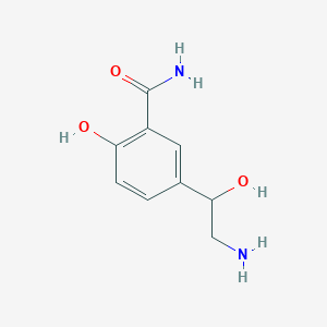 molecular formula C9H12N2O3 B3056078 Benzamide, 5-(2-amino-1-hydroxyethyl)-2-hydroxy- CAS No. 68807-83-0