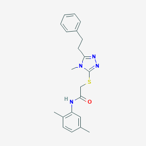 molecular formula C21H24N4OS B305609 N-(2,5-dimethylphenyl)-2-{[4-methyl-5-(2-phenylethyl)-4H-1,2,4-triazol-3-yl]sulfanyl}acetamide 