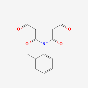 molecular formula C15H17NO4 B3056092 Butanamide, N-(1,3-dioxobutyl)-N-(2-methylphenyl)-3-oxo- CAS No. 68912-00-5